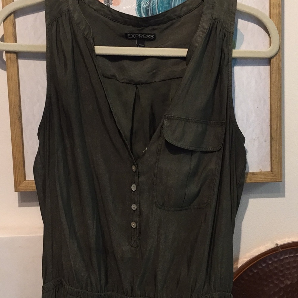 Army green shift dress